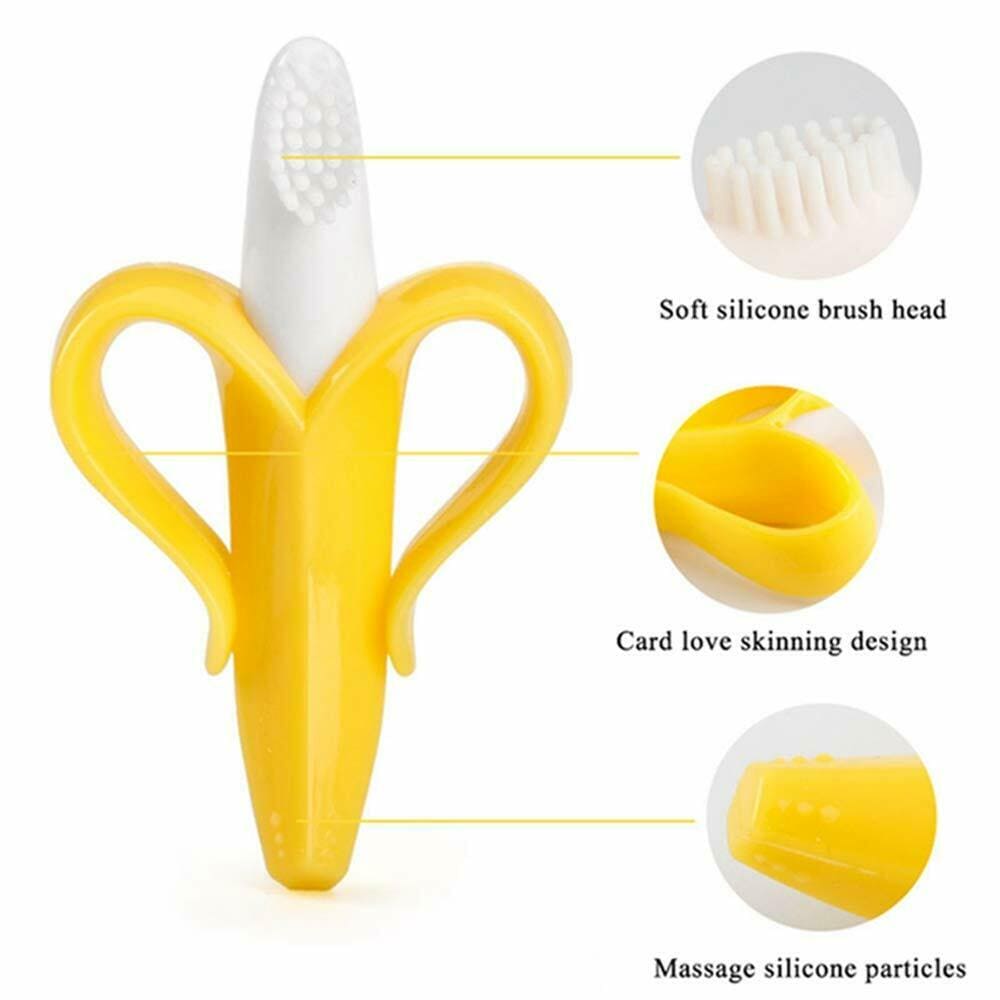 Baby Banana Teething Toothbrush, Training Teether For Infants, Silicone Pain Relief Teether Baby Banana Teething Toothbrush, Training Teether For Infants, Silicone Pain Relief Teether